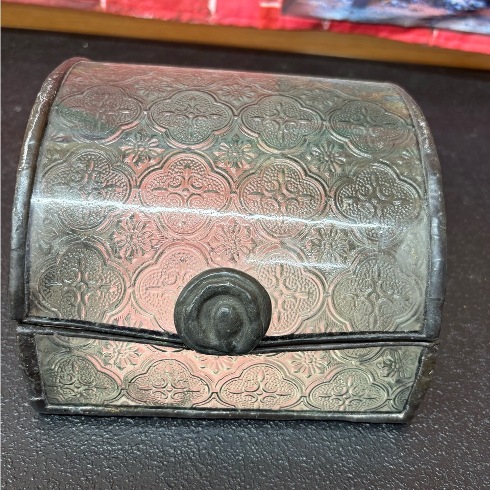 Vintage stained glass jewelry box